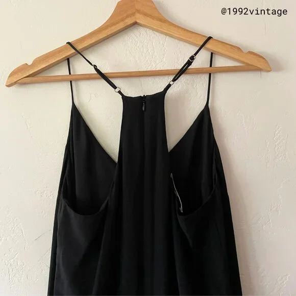 VINTAGE 90s Slip Midi Dress Black 100% Silk  | Size XS - Picture 5 of 9